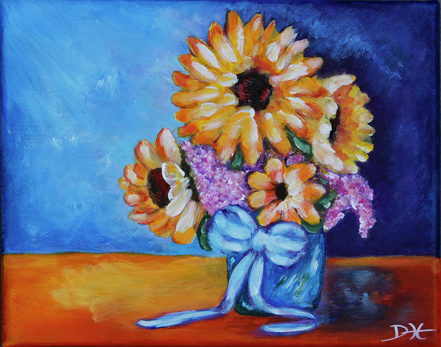 Pot Of Sunflowers Painting by Diana Haronis