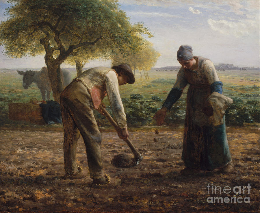 Jean Francois Millet Painting - Potato Planters by Celestial Images