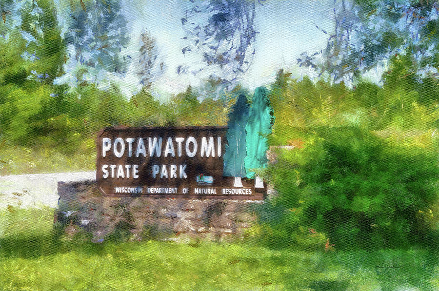Potawatomi State Park Wisconsin Signage Mixed Photograph by Thomas Woolworth