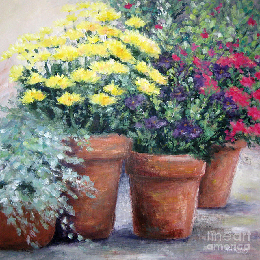 Pots in Bloom Painting by Marsha Young