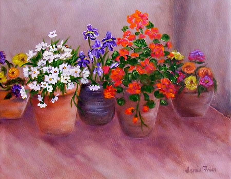 Pots of Flowers Painting by Jamie Frier