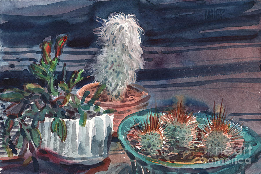 Potted Cactus Painting by Donald Maier