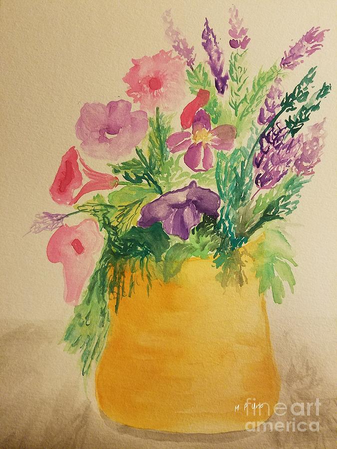 Potted Petunia Mix Painting by Maria Urso