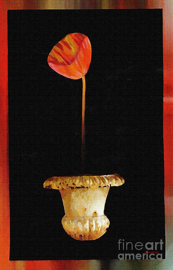 Potted Red Tulip Mixed Media by Sarah Loft