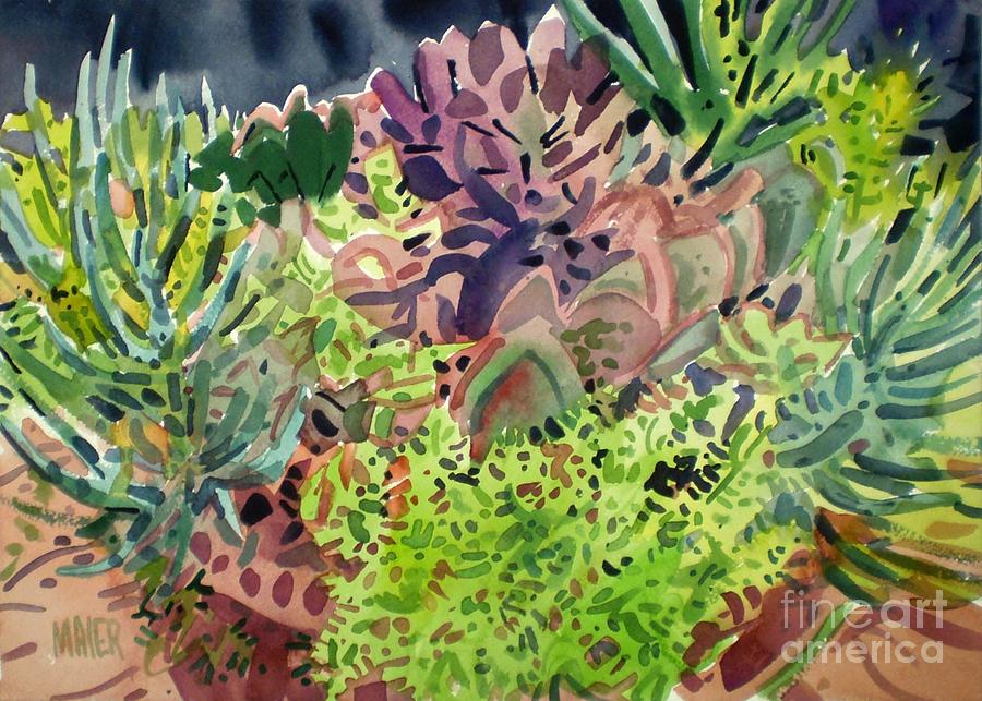 Succulents Painting - Potted Succulents by Donald Maier