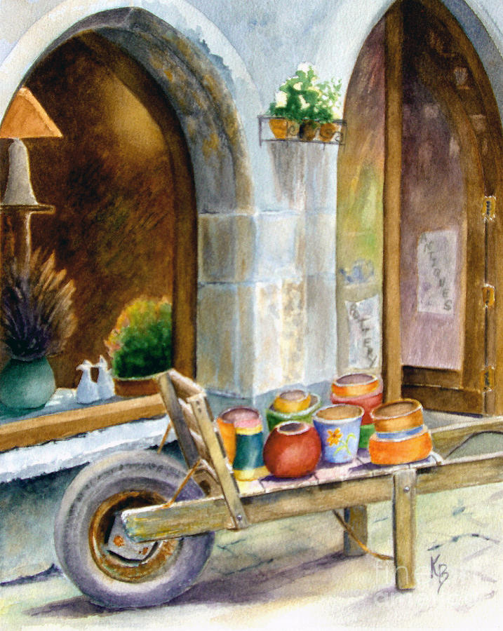 Pottery Cart Painting by Karen Fleschler