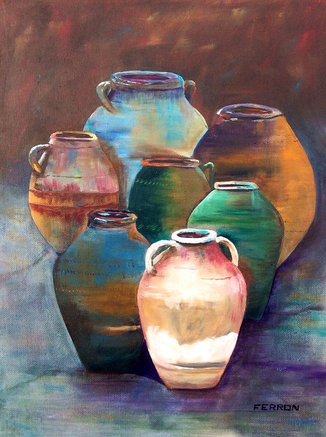 Pottery Jars Painting by Patti Ferron