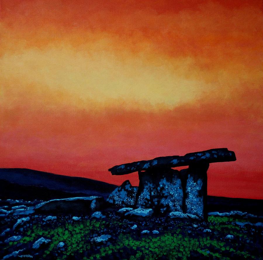 Card Painting - Poulnabrone Dolmen Ireland by John  Nolan