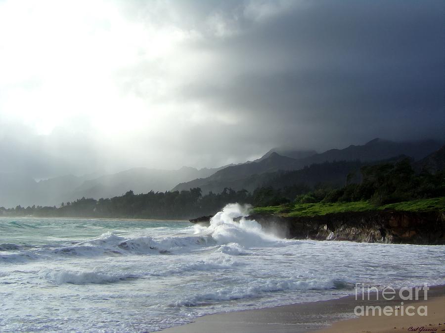North Shore Painting - Pounders Beach North Shore Hawaii by Carl Gouveia