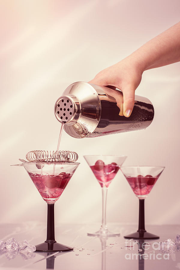 Vintage Photograph - Pouring Cocktails by Amanda Elwell