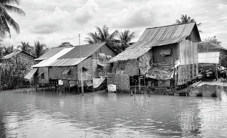 Poverty Along Tonle Sap Cambodia Housing  Photograph by Chuck Kuhn