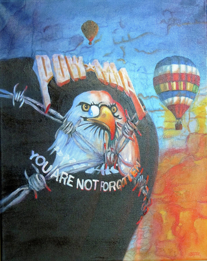Eagle Painting - POW-MIA Never Forget by Sherry Strong