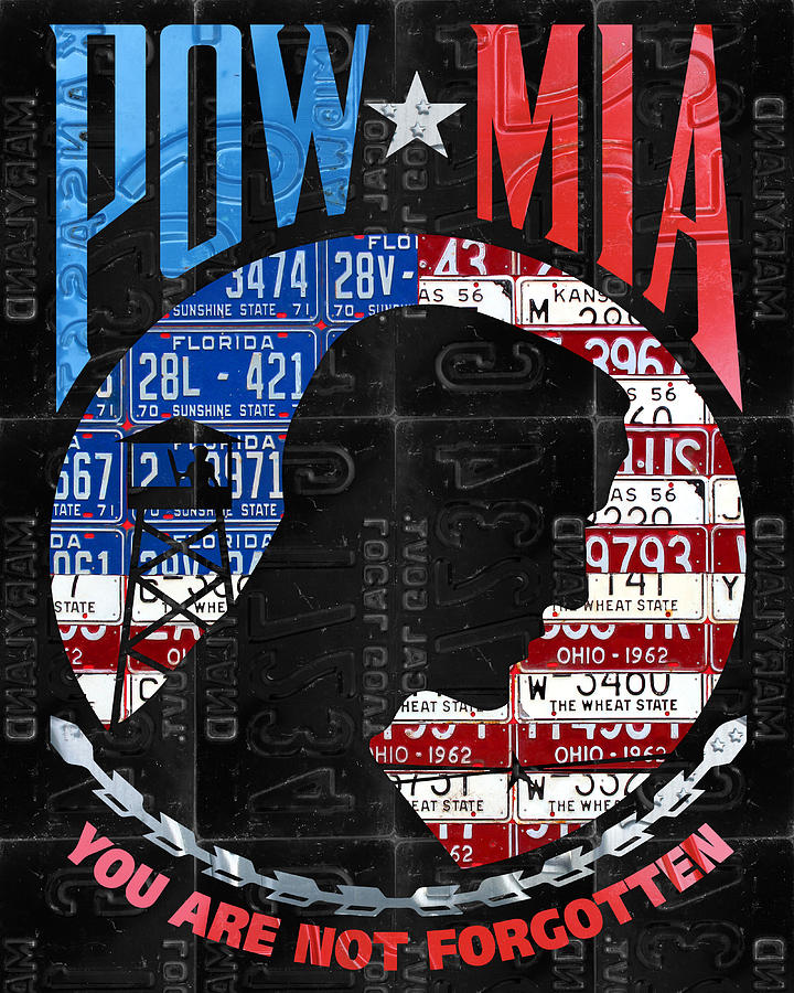 Vintage Mixed Media - Pow Mia You Are Not Forgotten Recycled Vintage American license Plate Art by Design Turnpike