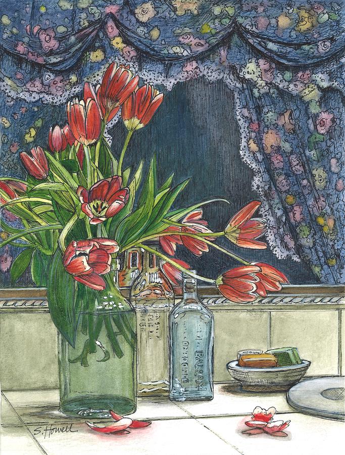 Tulip Painting - Powder Room Pretties by Sandi Howell