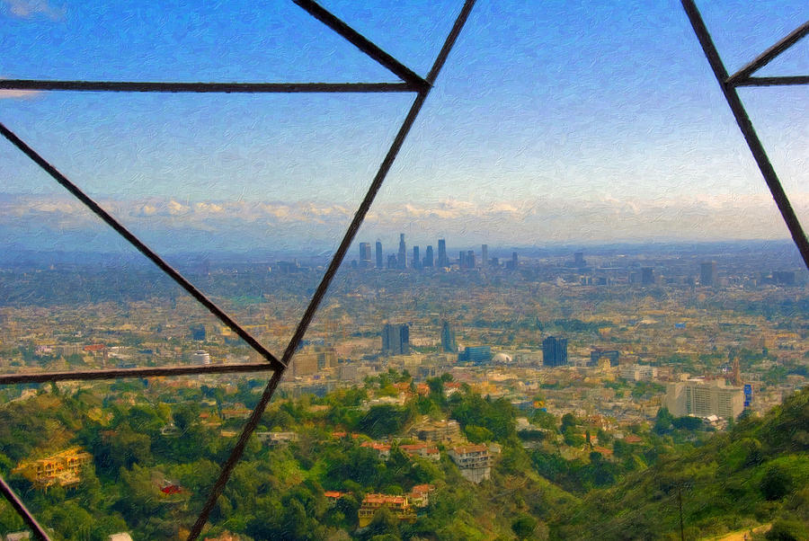 Power Lines Los Angeles Skyline Photograph by David Zanzinger