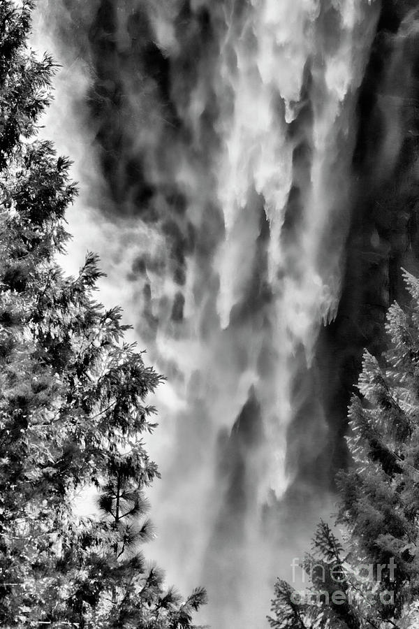Power Yosemite Falls BW Photograph by Chuck Kuhn
