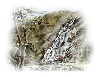 Powercourt Waterfall Painting by Val Byrne