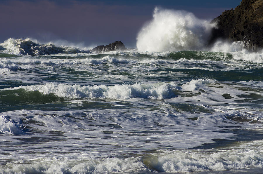 Powerful waves crash ashore Photograph by John Trax