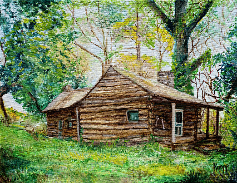 Antique Old Cabin Painting by Kathy Knopp