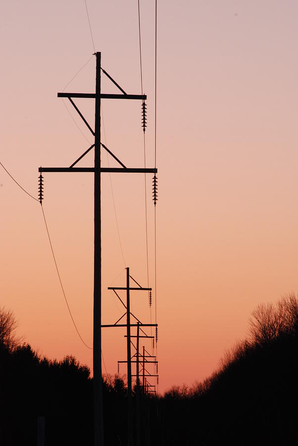 Powerlines At Sunset Photograph by Kellie Prowse
