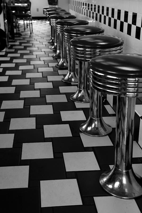 Powers Diner Port Huron BW Photograph by Mary Bedy