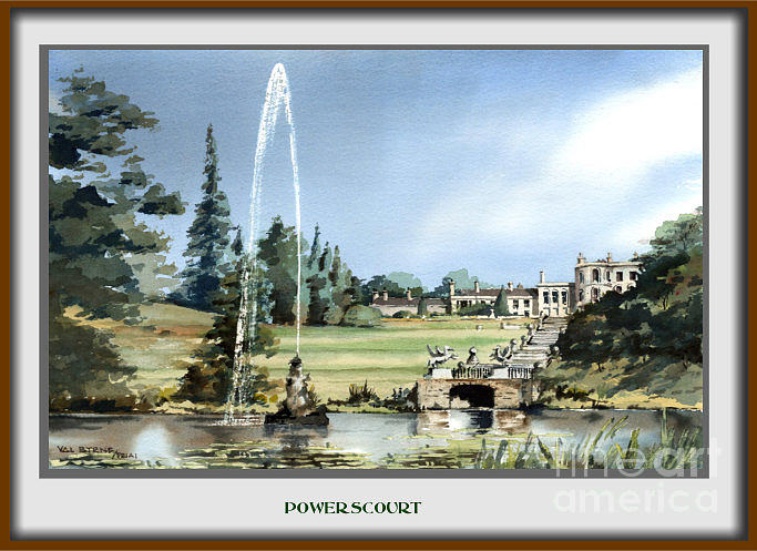  Powerscourt Fountain, Enniskerry Painting by Val Byrne