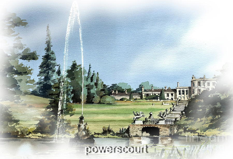 Powerscourt Fountain Painting by Val Byrne