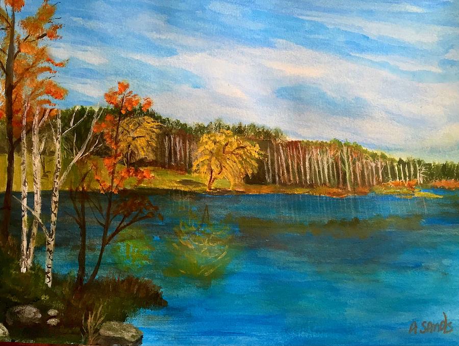 Powow River on Jewell street Painting by Anne Sands