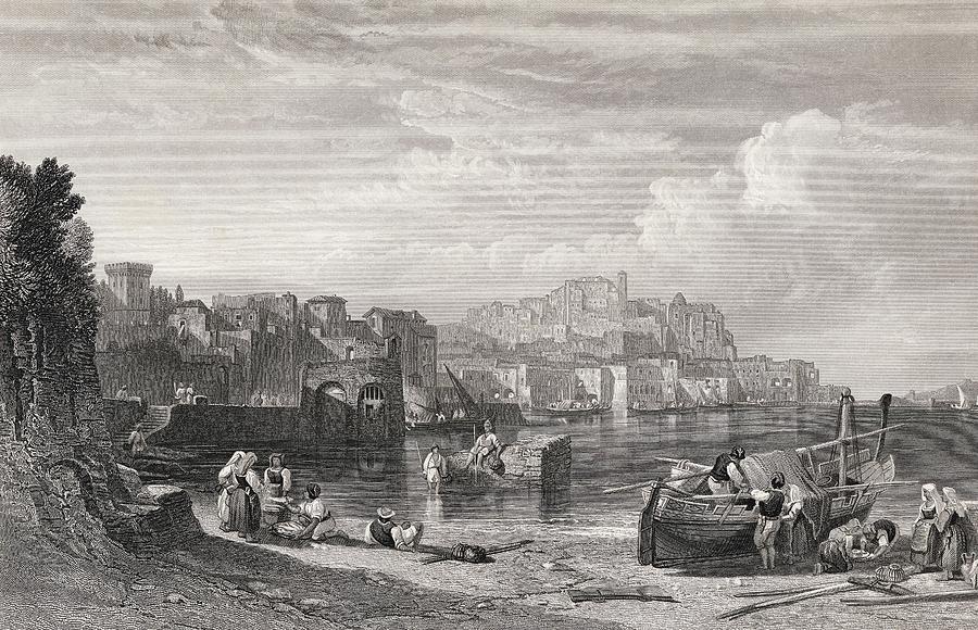 Pozzuoli The Ancient Puteoli Engraved Drawing by Vintage Design Pics ...