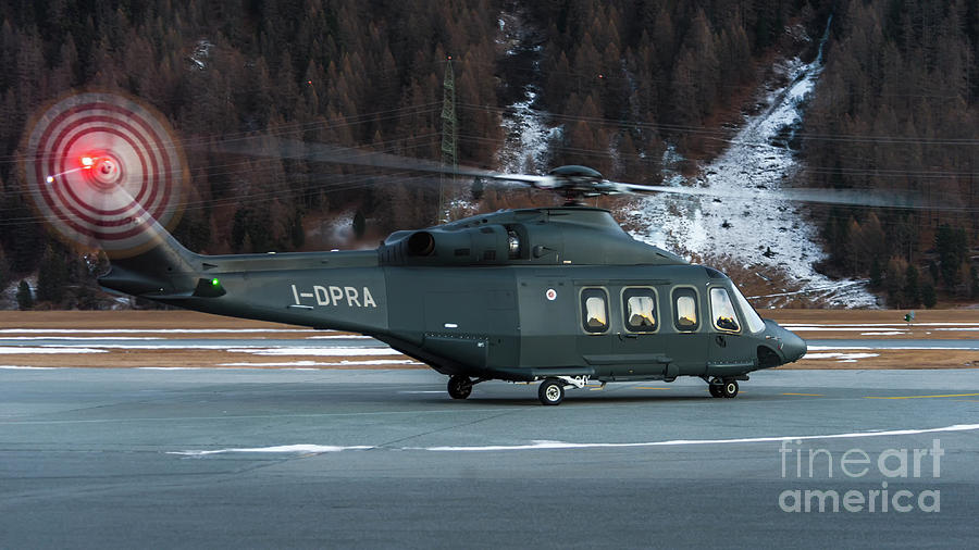Nature Photograph - Prada Helicopter at St. Moritz Airport by Roberto Chiartano