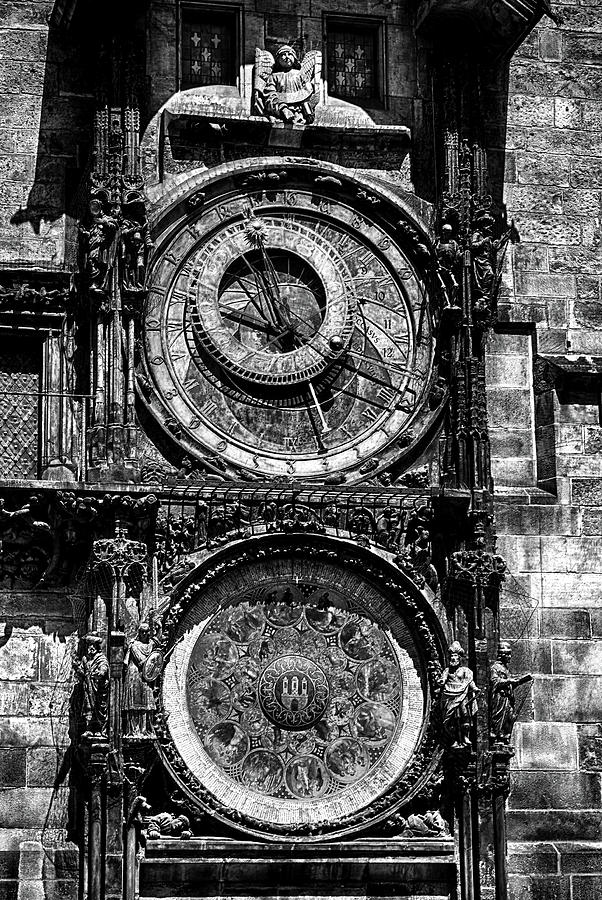 Prague Astronomical Clock BW Photograph by C H Apperson