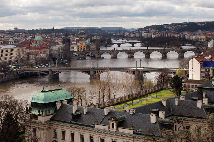 Prague Bridges From Letenske Sady Photograph