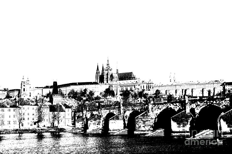 Prague castle and Charles bridge Digital Art by Michal Boubin