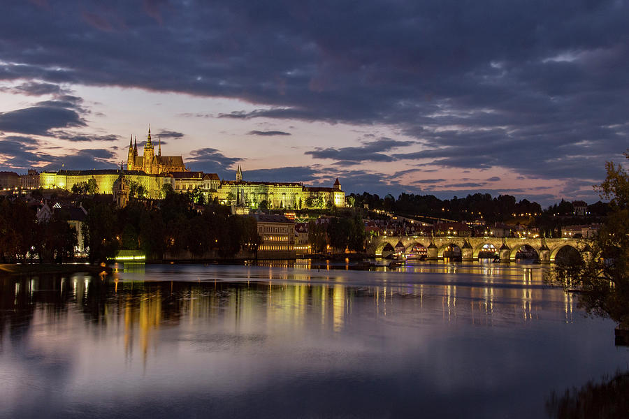 Prague Castle Photograph - Prague Castle, Night view by Yelena Rozov