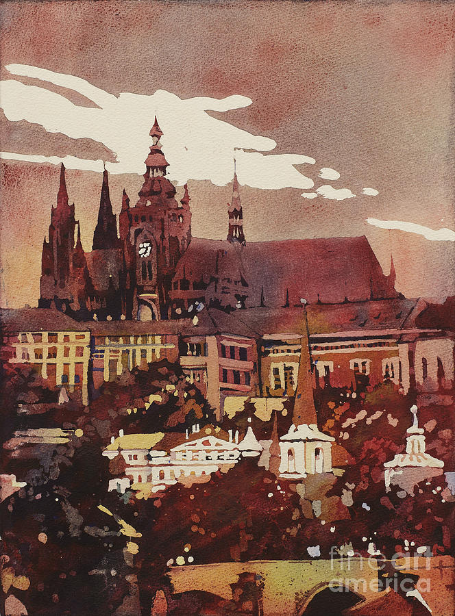 Arches Paper Painting - Prague Castle by Ryan Fox