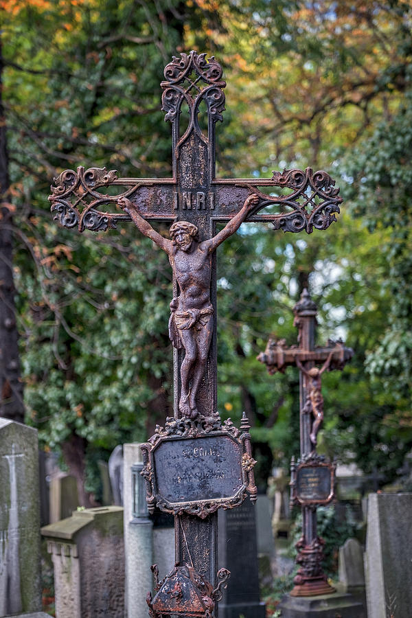 Prague Cemetery Cross Photograph by Stuart Litoff