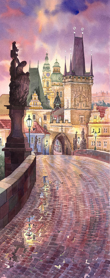 Prague Charles Bridge Night Light 1 Painting by Yuriy Shevchuk Prague Charles Bridge Night Light 1 Painting by Yuriy Shevchuk