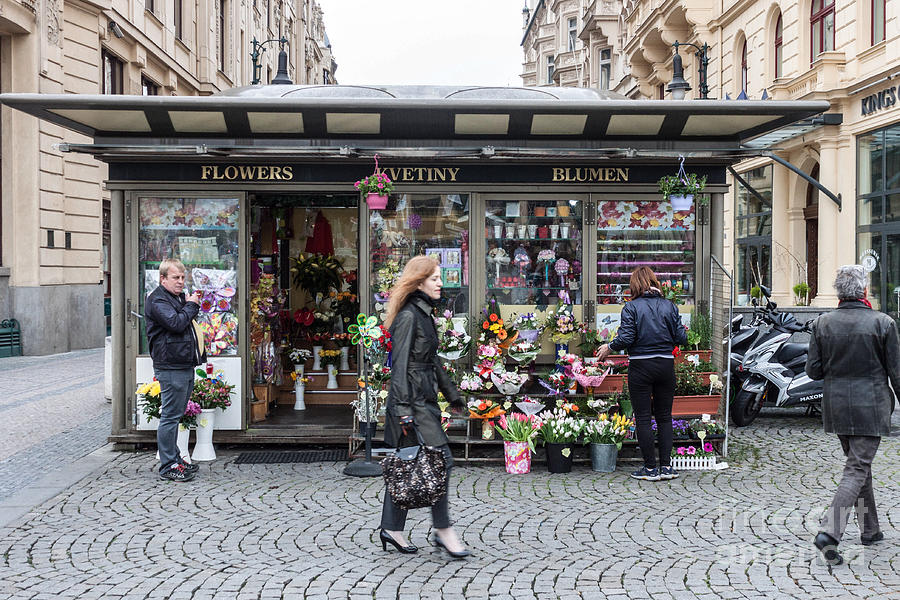 Prague Flower Street Kiosk Photograph by Thomas Marchessault
