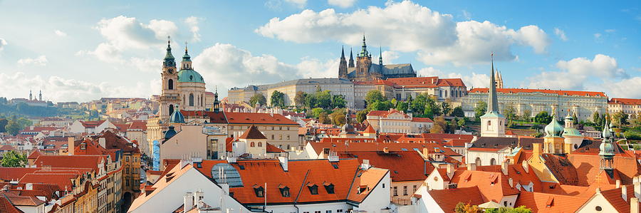 Prague skyline rooftop view panorama Photograph by Songquan Deng