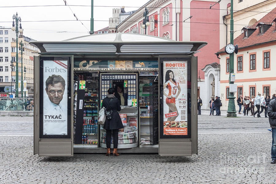 Prague Street Kiosk Photograph by Thomas Marchessault