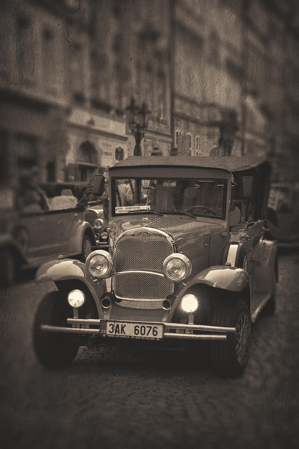 Prague Street view with vintage car Photograph by Songquan Deng