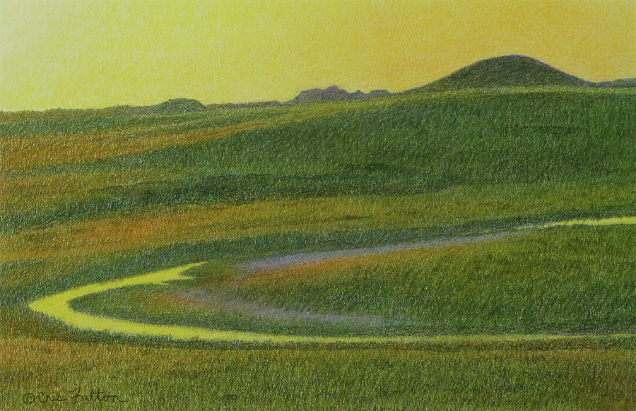 Prairie Creek Sunset Drawing by Cris Fulton