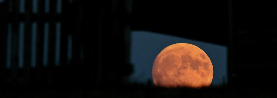 Prairie Full Moon and Barn Photograph by Mark Duffy