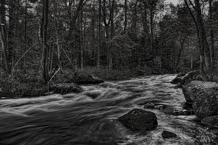 Prairie River Whitewater Black and White Photograph by Dale Kauzlaric