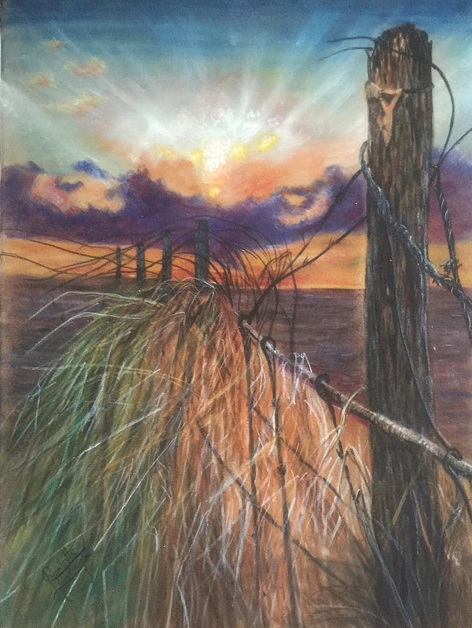 Prairie Sunset Beauty Drawing by Charlotte Hastings