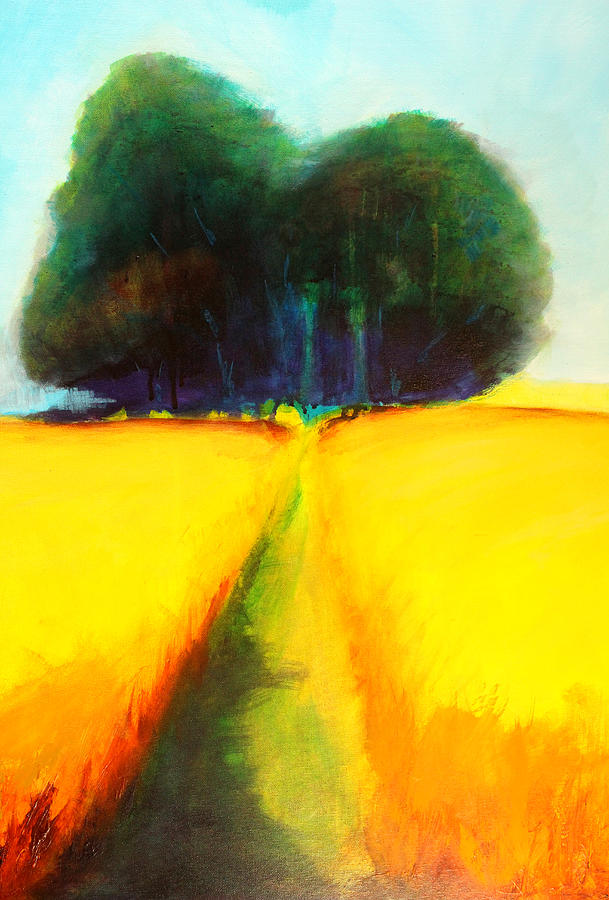Prairie Tree 2 Abstract Landscape Painting by Nancy Merkle