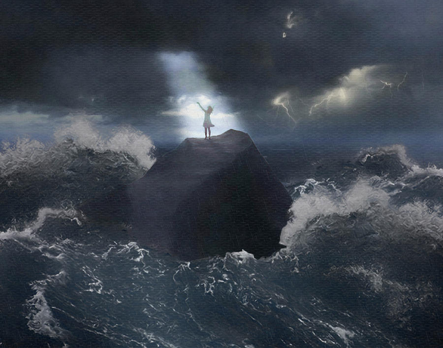 God Digital Art - Praise Him in the Storm by Emily Smith