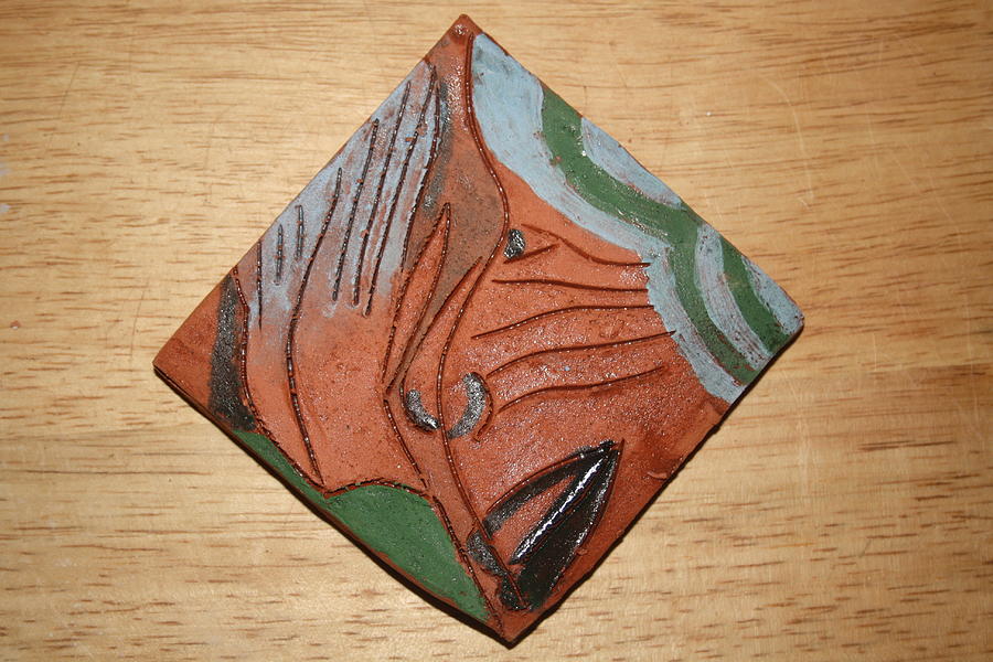 Praises - tile Ceramic Art by Gloria Ssali