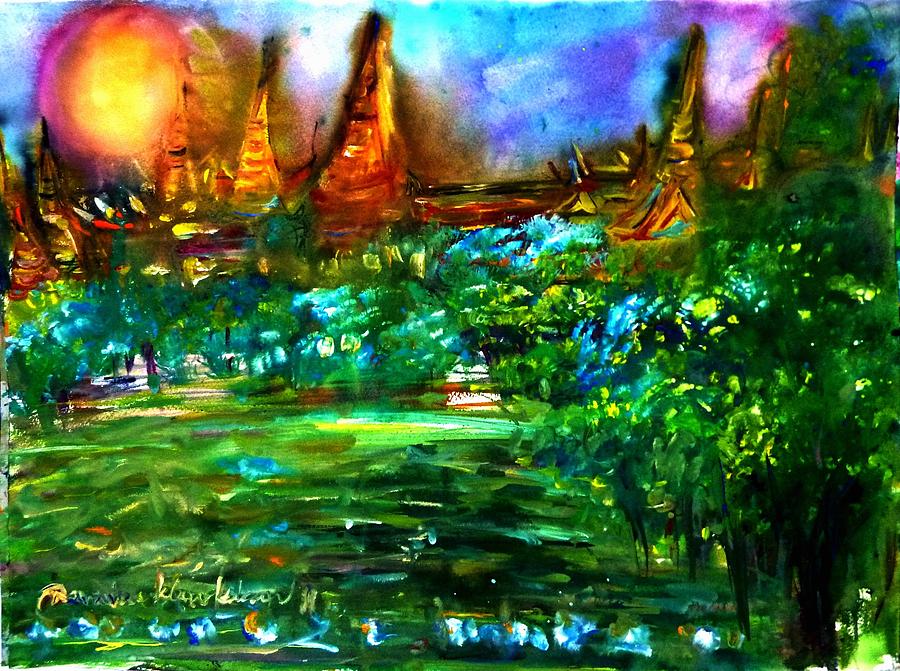 Prakaw Temple Painting by Wanvisa Klawklean