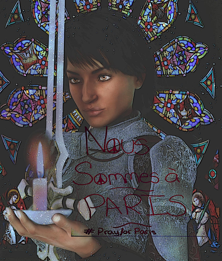 Pray for Paris Joan of Arc Painting by Suzanne Silvir